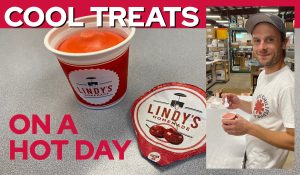 Cool Treats on a hot day - italian ice and Austin Garetson eating one. 