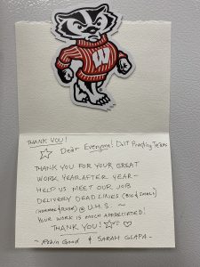 Thank you note from a customer