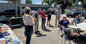 DPPS Cookout - Sue receiving gifts for her retirement.